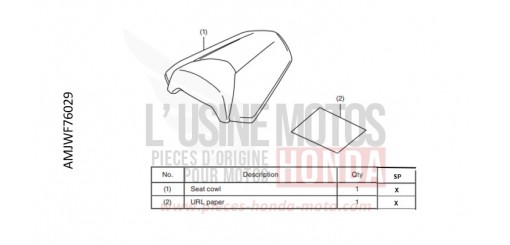 KIT,SEAT COWL *NHB01* CB500FAN de 2022